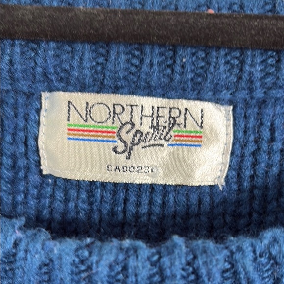 Women’s Blue Cable Knit Sweater - Picture 3 of 5
